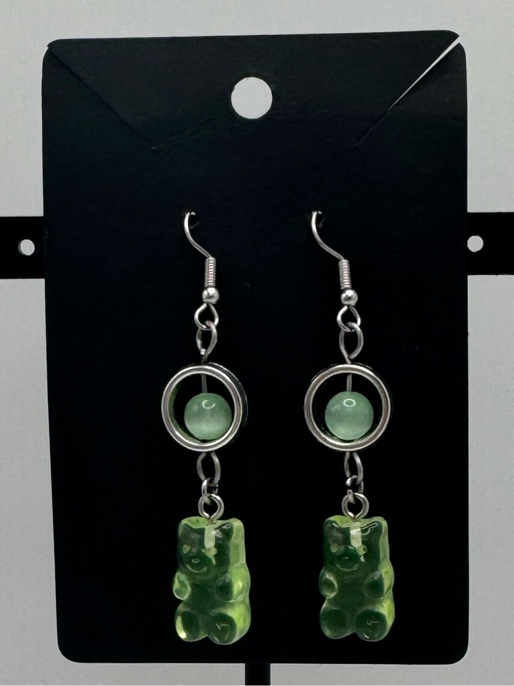Green Gummy Bear Drop Earrings